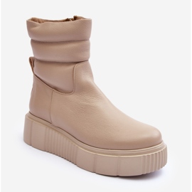 Leather Women's Ankle Boots on the Light Beige Platform Lemar Suam 1 Leather Women's Ankle Boots on the Light Beige Platform Lemar Suam 1