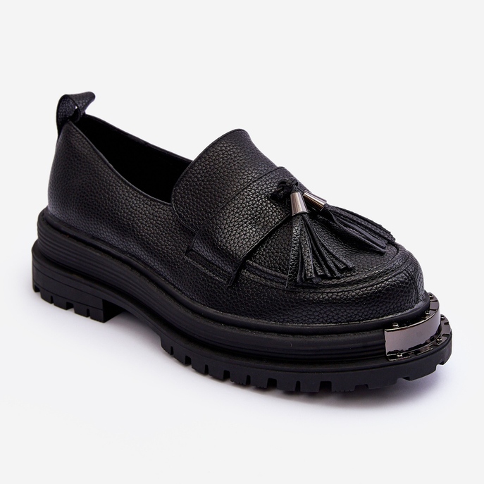 PS1 Leather loafers with a platform and a flat heel, Black Jorne 1