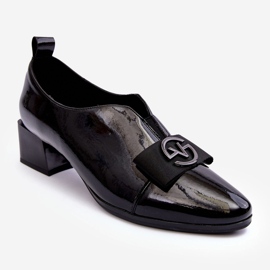 Vinceza Lacquered high-heeled shoes with decoration, black Elosa 1