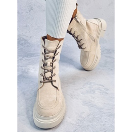 Lace-up boots suede Roisin Beige 1