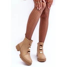 Beige Azulenn Leather Flat Boots 2