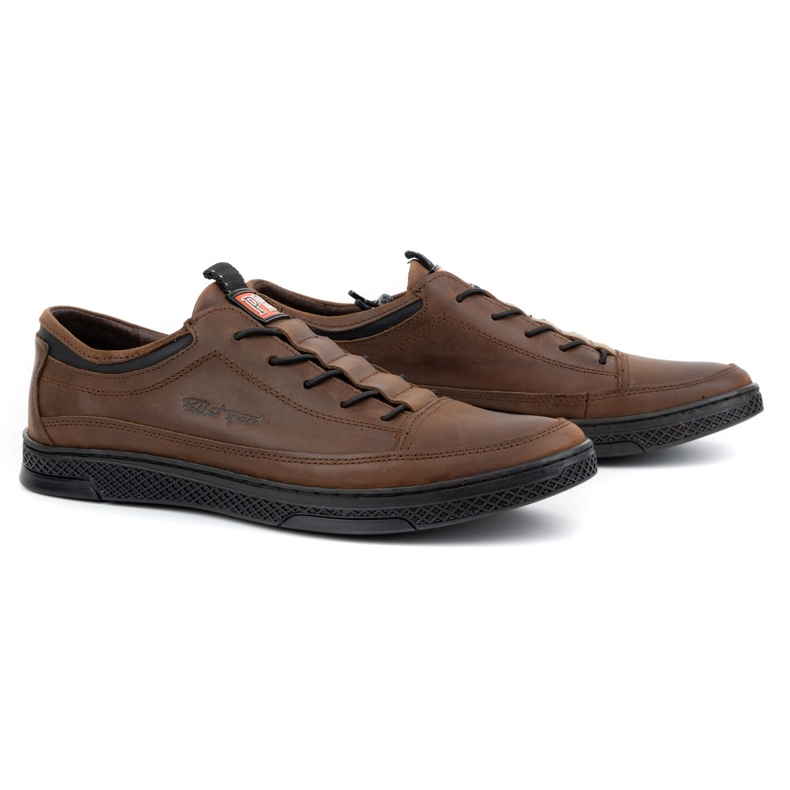 Polbut Men's leather casual shoes K22 dark brown 4