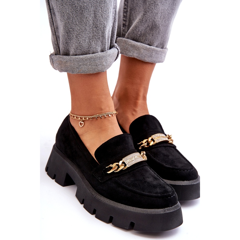 Seastar Classic suede moccasins on a massive platform, black 4