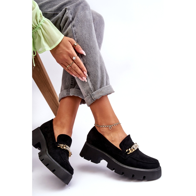 Seastar Classic suede moccasins on a massive platform, black 3