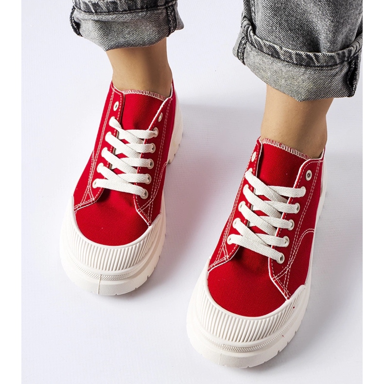 Red fabric sneakers by Nassar 1