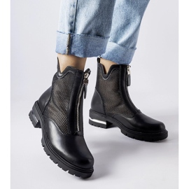 Black openwork Cavour ankle boots 1 Black openwork Cavour ankle boots 1