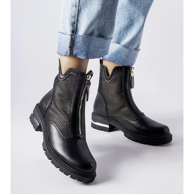 Black openwork Cavour ankle boots 1 Black openwork Cavour ankle boots 1