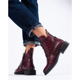 Burgundy insulated lace-up workers' boots from Vinceza red 1