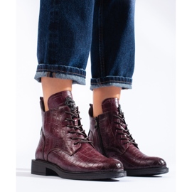 Burgundy insulated lace-up workers' boots from Vinceza red 2