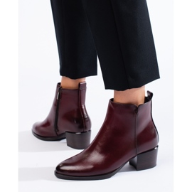 Burgundy ankle boots with a comfortable high heel from Vinceza red 2