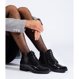 Vinceza patent black lace-up ankle boots 2