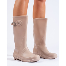Women's beige Wellington boots with a Shelovet buckle 1