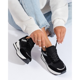 Black women's sneakers with a white Shelovet insert 1