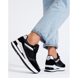 Black women's sneakers with a white Shelovet insert 2