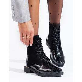Black women's Shelovet lace-up workers' boots 2