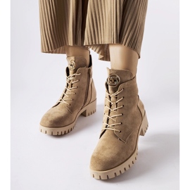 Beige insulated Noha eco-suede boots 1