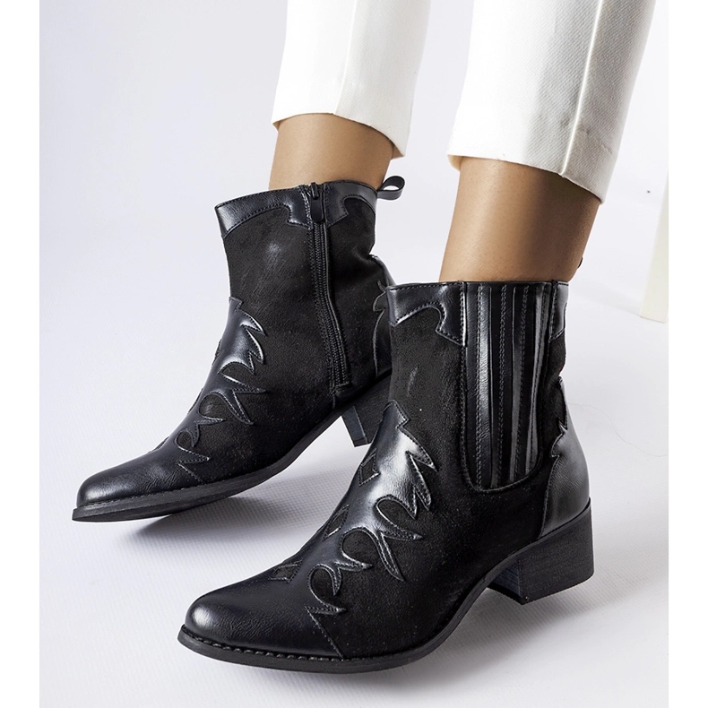Henriette black low-top cowboy boots 1