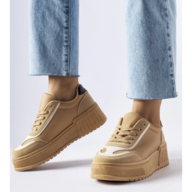 Inna Beige sneakers on a thick platform Seluci VL178P Khaki 1