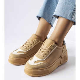 Inna Beige sneakers on a thick platform Seluci VL178P Khaki 2