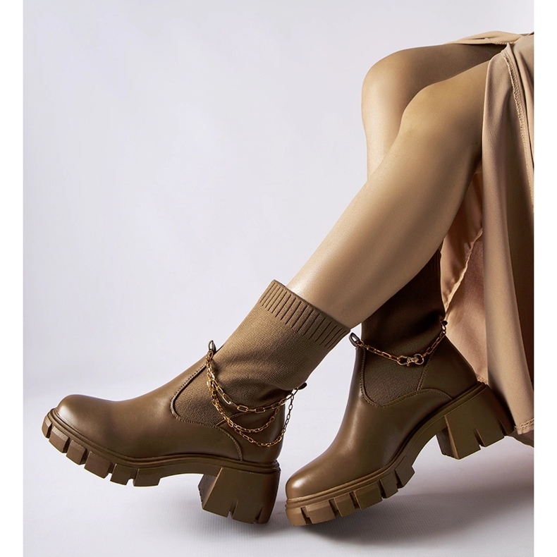 Brown ankle boots with elastic upper Naser 2