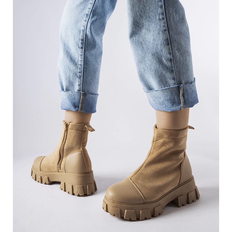 Beige eco-suede workers with Milo tread 1