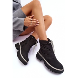 PS1 Black Plotia Decorated Flat Heeled Snow Boots 1