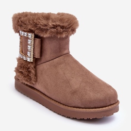 Insulated snow boots with buckle, dark beige Dulca 2