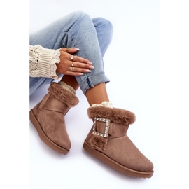 Insulated snow boots with buckle, dark beige Dulca 1