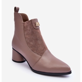 Leather High Heel Boots S.Barski MR870-96 Beige 2