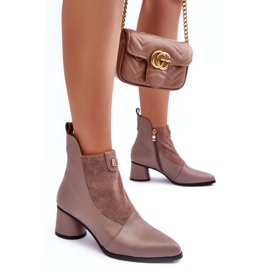 Leather High Heel Boots S.Barski MR870-96 Beige 1