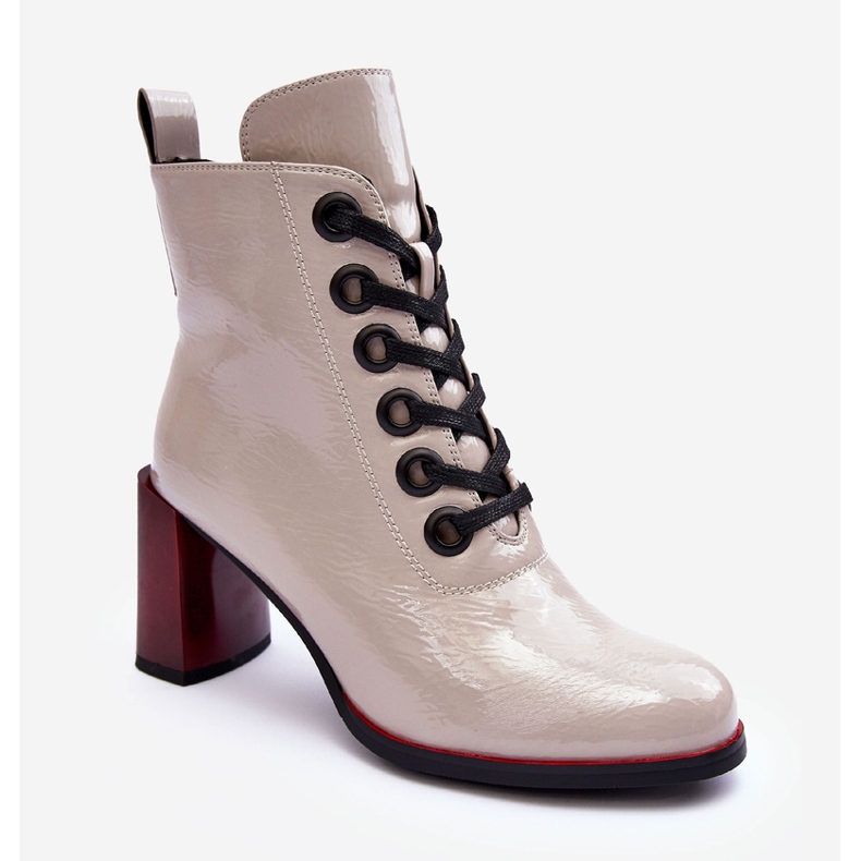 Patent Lace-Up Ankle Boots S.Barski MR870-15 Light Gray grey 2