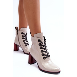 Patent Lace-Up Ankle Boots S.Barski MR870-15 Light Gray grey 1