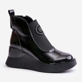 Leather Wedge Boots S.Barski MR870-22 Black 1