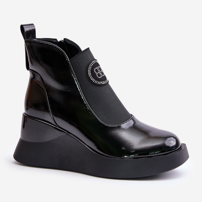 Leather Wedge Boots S.Barski MR870-22 Black 1