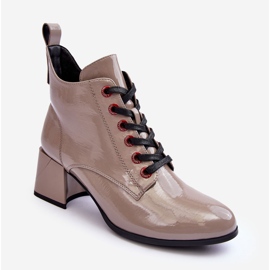 Low Patent Laced Ankle Boots S.Barski MR870-66 Dark Beige 1