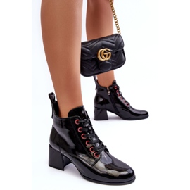 Low Patent Laced Ankle Boots S.Barski MR870-66 Black 1