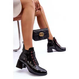 Low Patent Laced Ankle Boots S.Barski MR870-66 Black 2