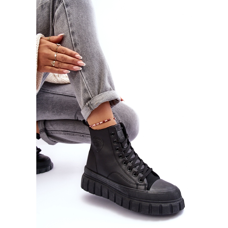 Insulated Leather Sneakers With Zipper Big Star MM274625 Black 1