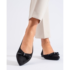Suede ballerinas with a Shelovet bow black 1