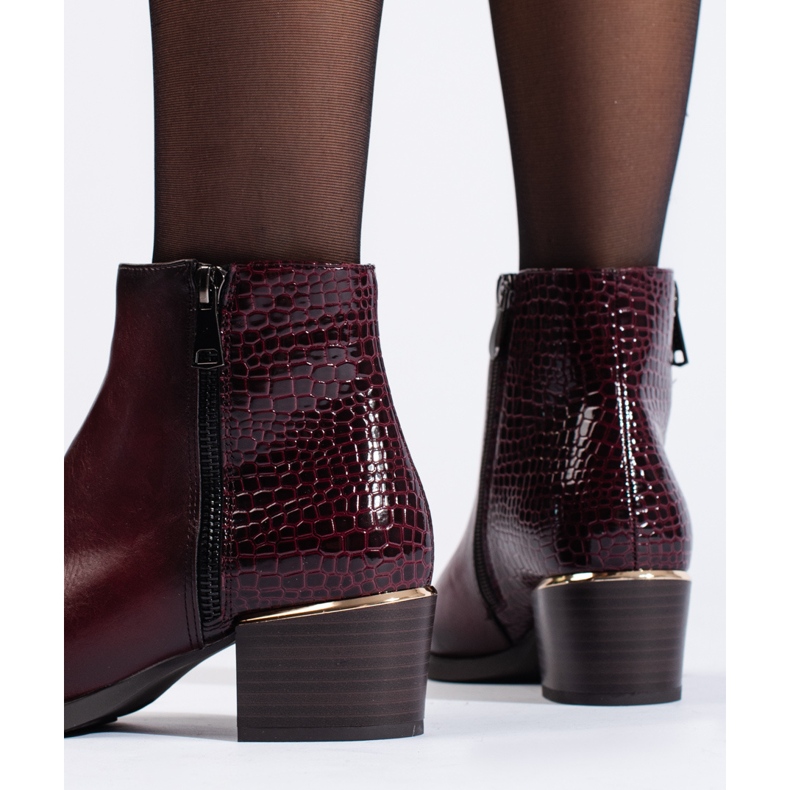 Burgundy high-heeled ankle boots from Vinceza red 1