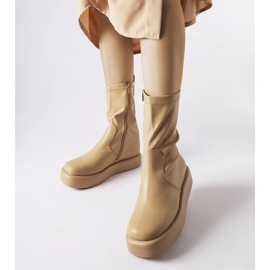 Beige ankle boots on the Shadid platform 1