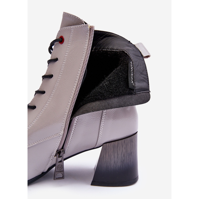 Vinceza Patent Ankle Boots Gray Basciano grey 1