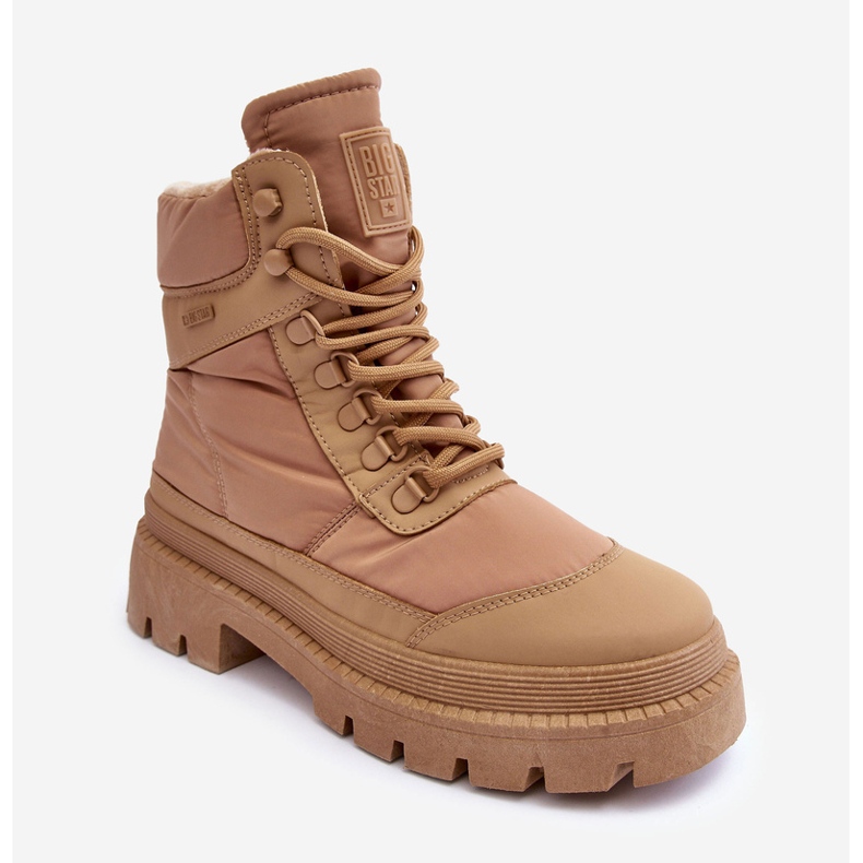 Women's Trappers Insulated Ankle Boots On Platform And Flat Heel Big Star MM274340 Beige 2