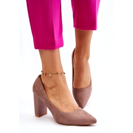 Seastar Suede Pumps With Fashionable Beige High Heels 2