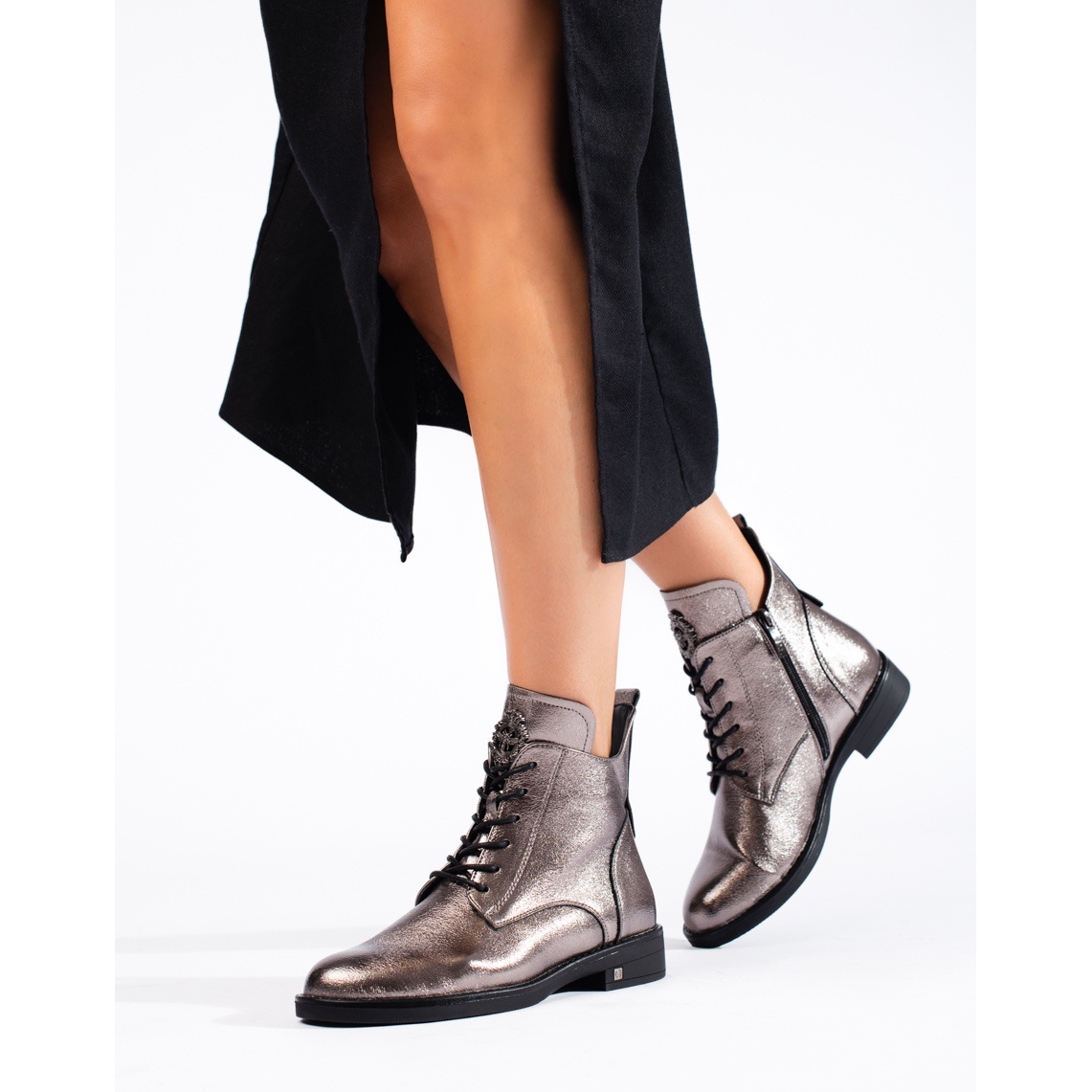 W. Potocki Potocki silver flat boots brown KeeShoes