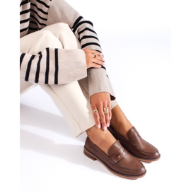 Shelovet brown women's low-heeled loafers 1