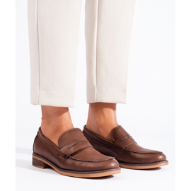 Shelovet brown women's low-heeled loafers 2