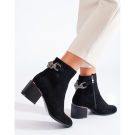 Black suede women's ankle boots with an elegant Shelovet heel 2 Black suede women's ankle boots with an elegant Shelovet heel 2