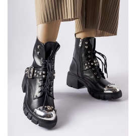 Garret black decorative flat heel boots 1