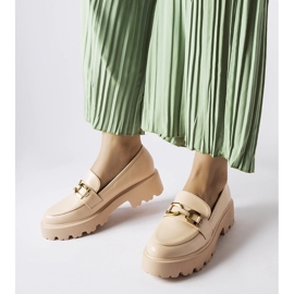 Inna Beige women's moccasins decorated with a Piazzo buckle 1